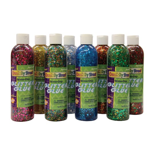 Glitter Chip Glue Assortment, 8 Pack